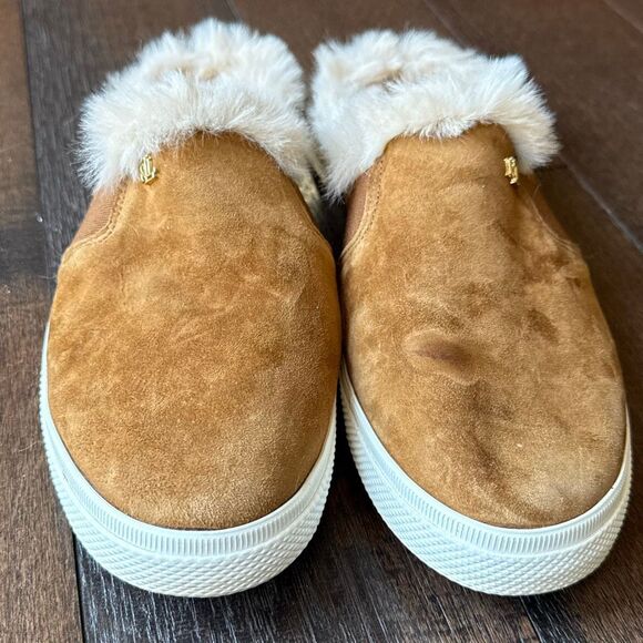 Lauren Ralph Lauren Jinny mules sneakers fur lined suede women’s size 10 brown b - Picture 3 of 6